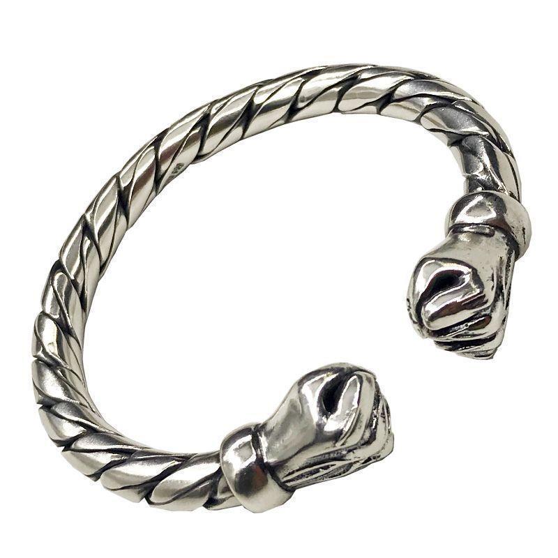 Pulsera de metal retorcido de doble puño de estilo de giro al por mayor